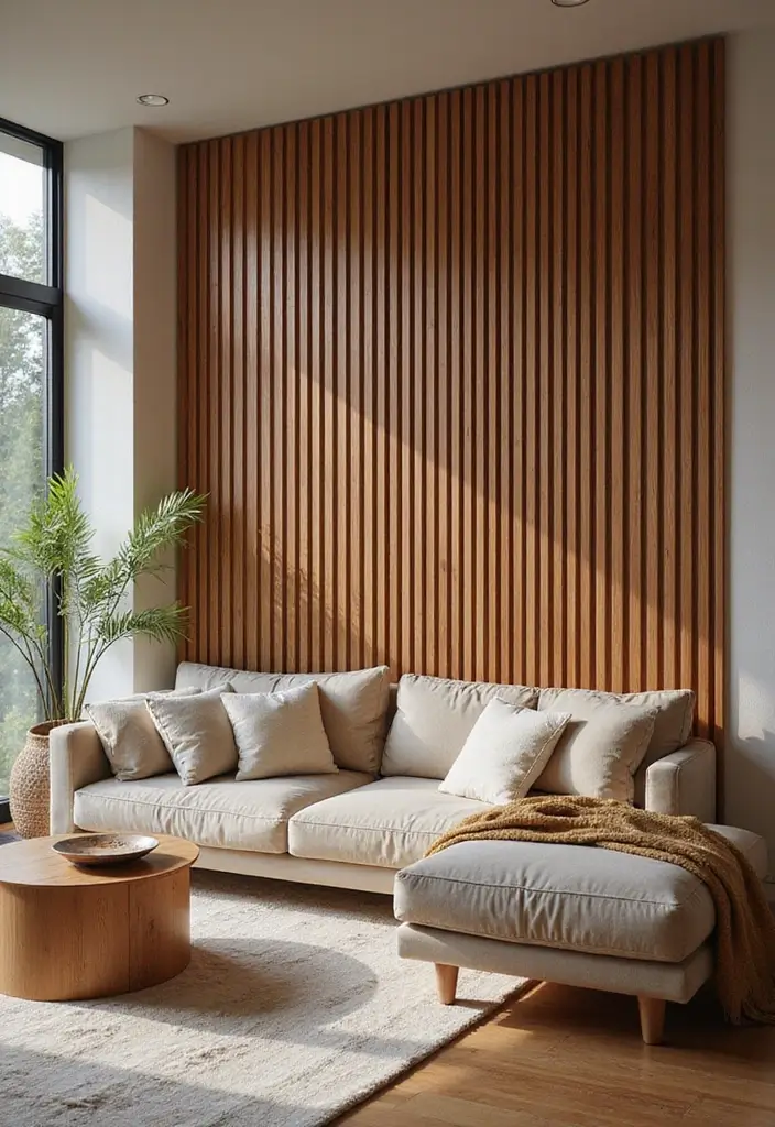 25+ Pony Wall Ideas to Separate Spaces with Style - 2. Wooden Slat Divider