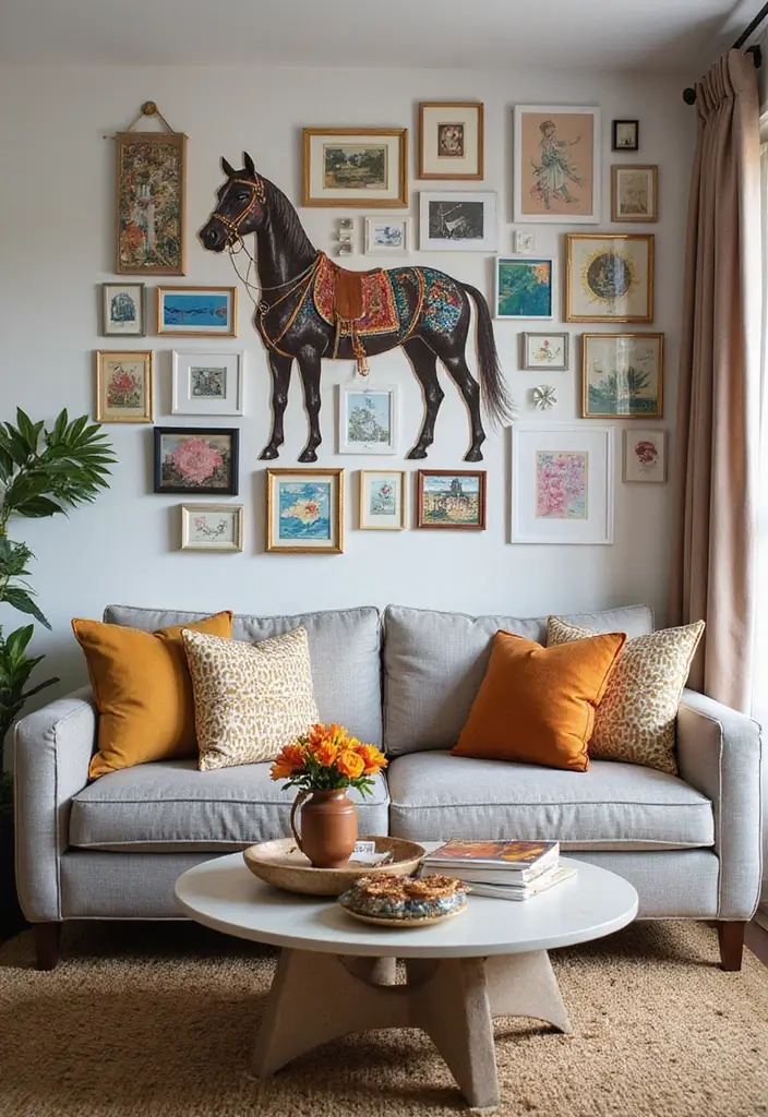25+ Pony Wall Ideas to Separate Spaces with Style - 22. Custom Art Pony Wall