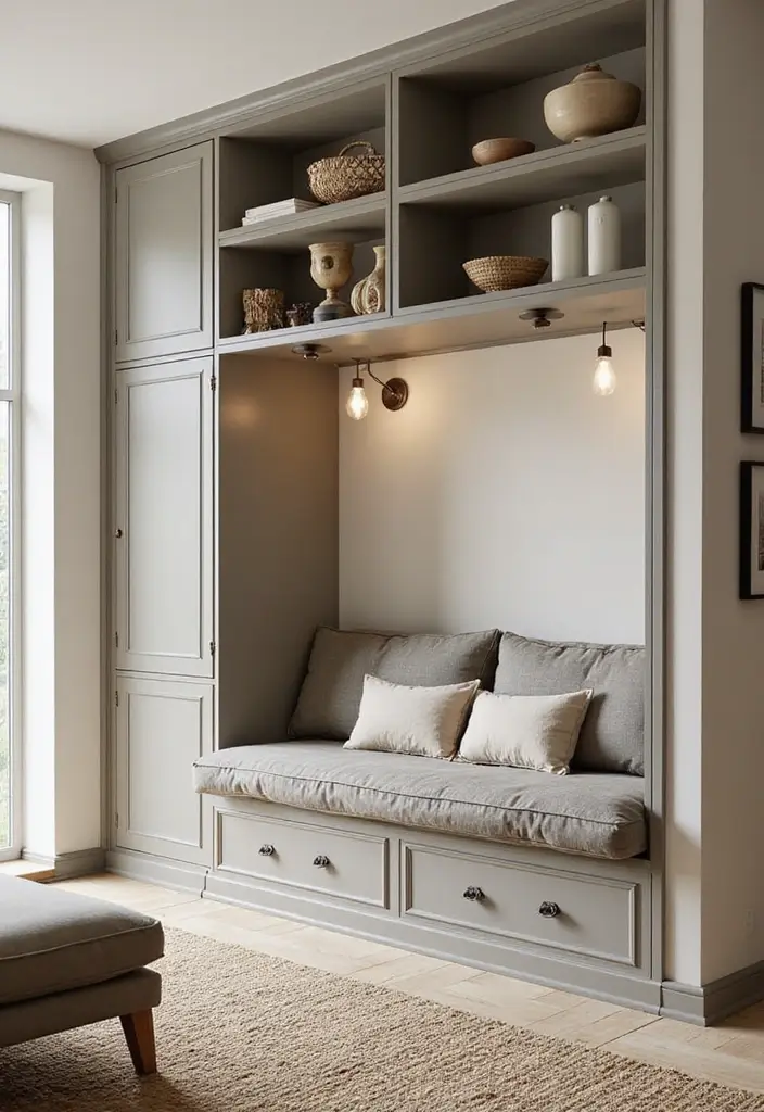 25+ Pony Wall Ideas to Separate Spaces with Style - 23. Multi-Functional Pony Wall