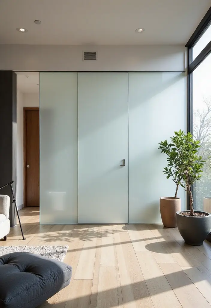 25+ Pony Wall Ideas to Separate Spaces with Style - 3. Glass Panel Pony Wall