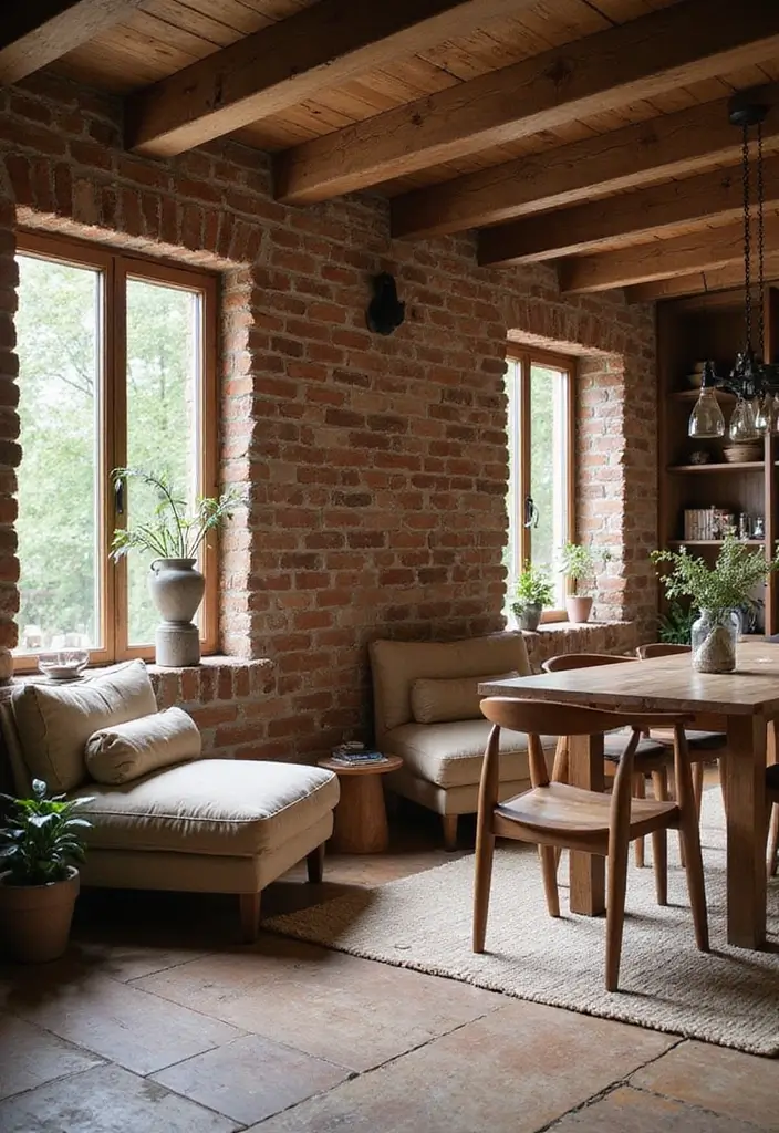 25+ Pony Wall Ideas to Separate Spaces with Style - 4. Rustic Brick Pony Wall