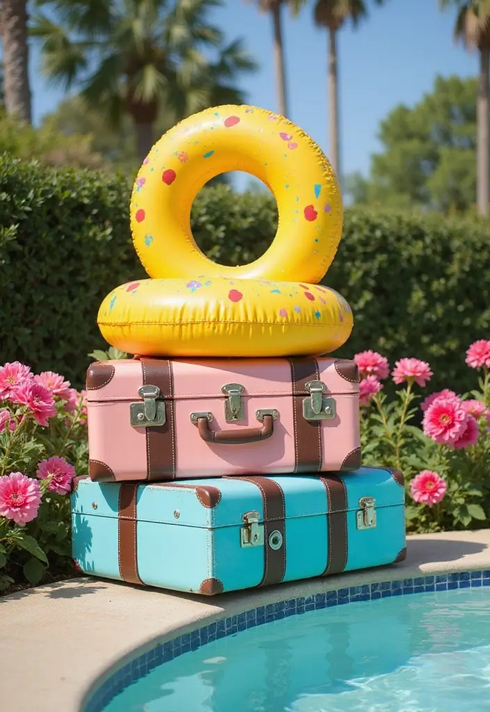 25+ Pool Float Storage Ideas to Keep Summer Clutter-Free 73 25+ Pool Float Storage Ideas to Keep Summer Clutter-Free - 13. Vintage Suitcase Storage