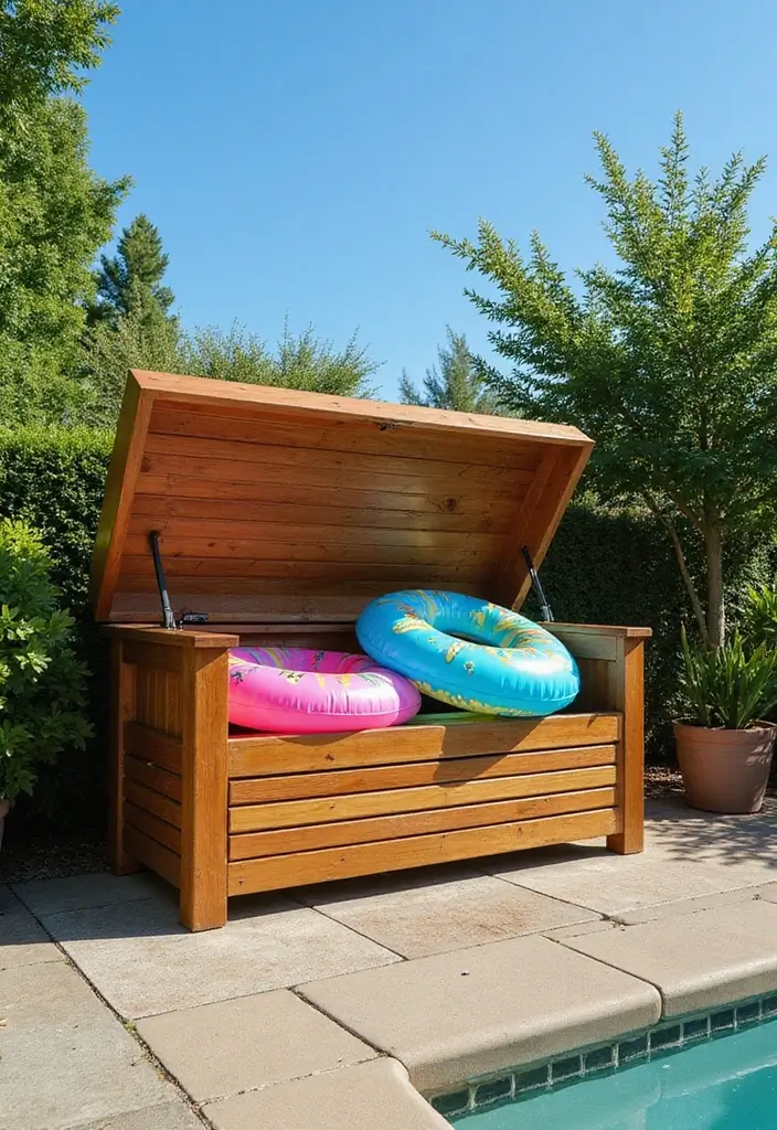 25+ Pool Float Storage Ideas to Keep Summer Clutter-Free 15 25+ Pool Float Storage Ideas to Keep Summer Clutter-Free - 3. Under-Bench Storage