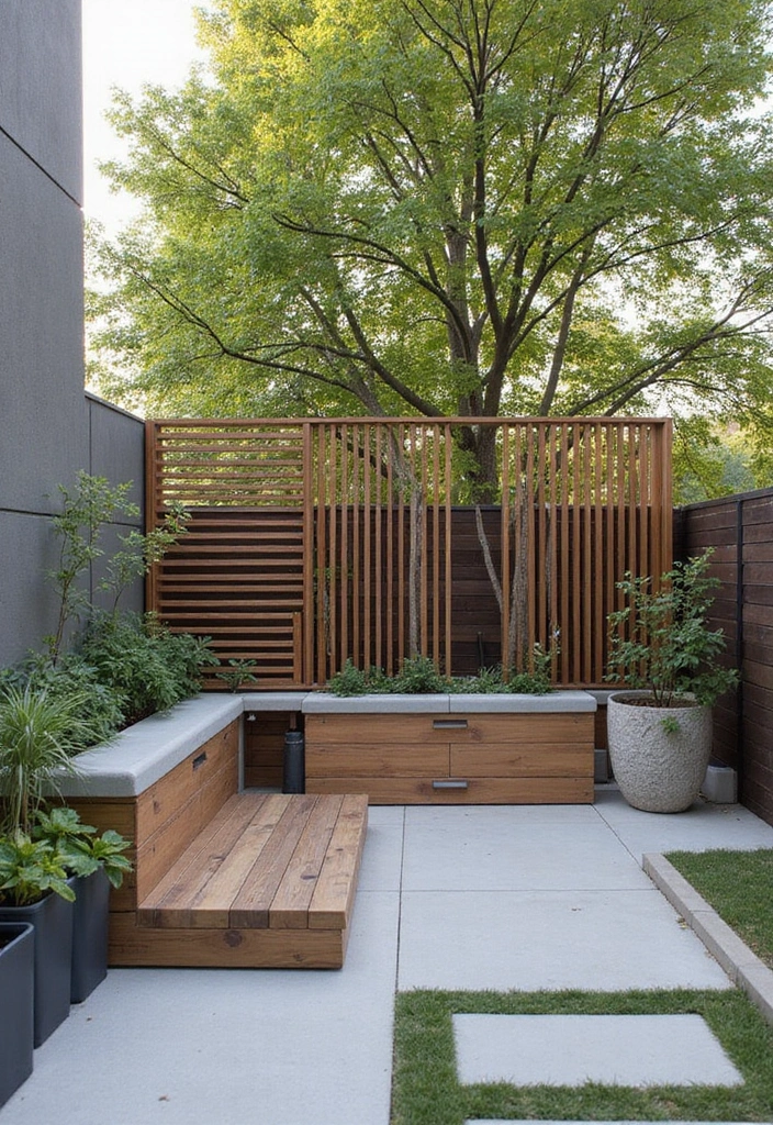 25+ Privacy Wall Ideas That Are Stylish and Functional - 17. Outdoor Screens with Built-in Storage