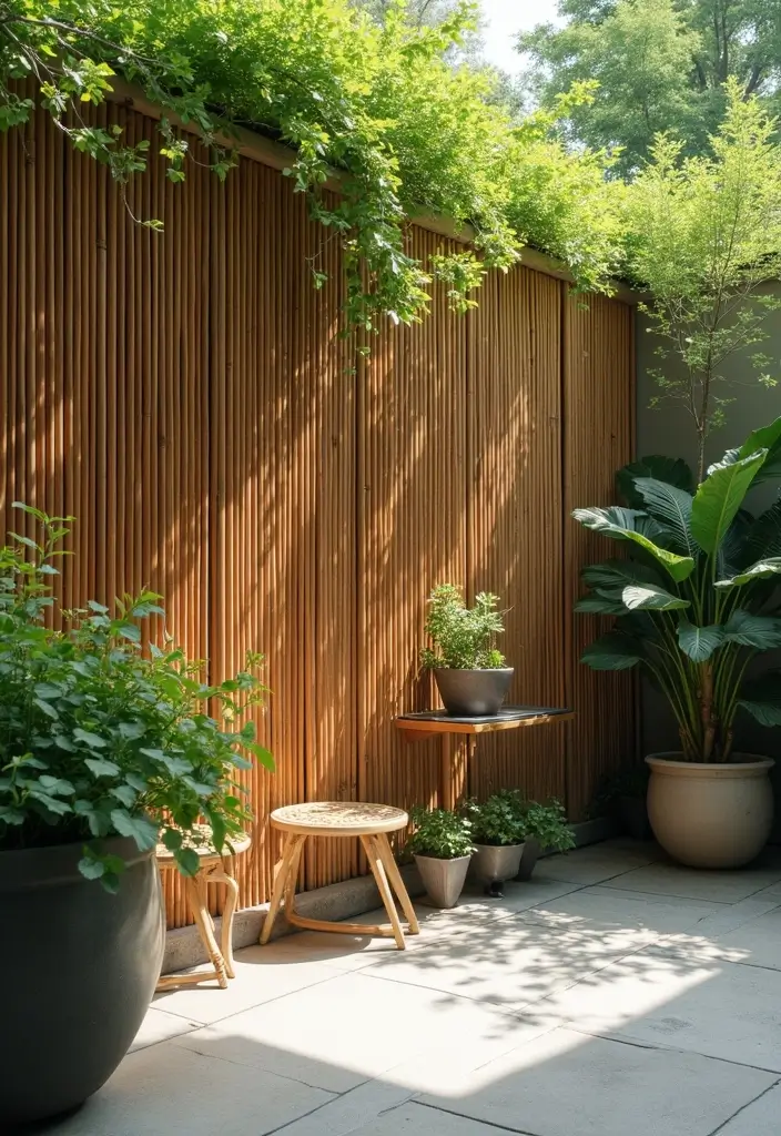 25+ Privacy Wall Ideas That Are Stylish and Functional - 3. Bamboo Screens