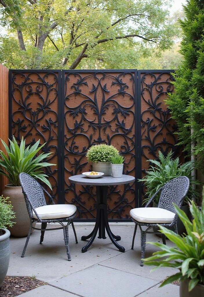 25+ Privacy Wall Ideas That Are Stylish and Functional - 5. Decorative Metal Screens