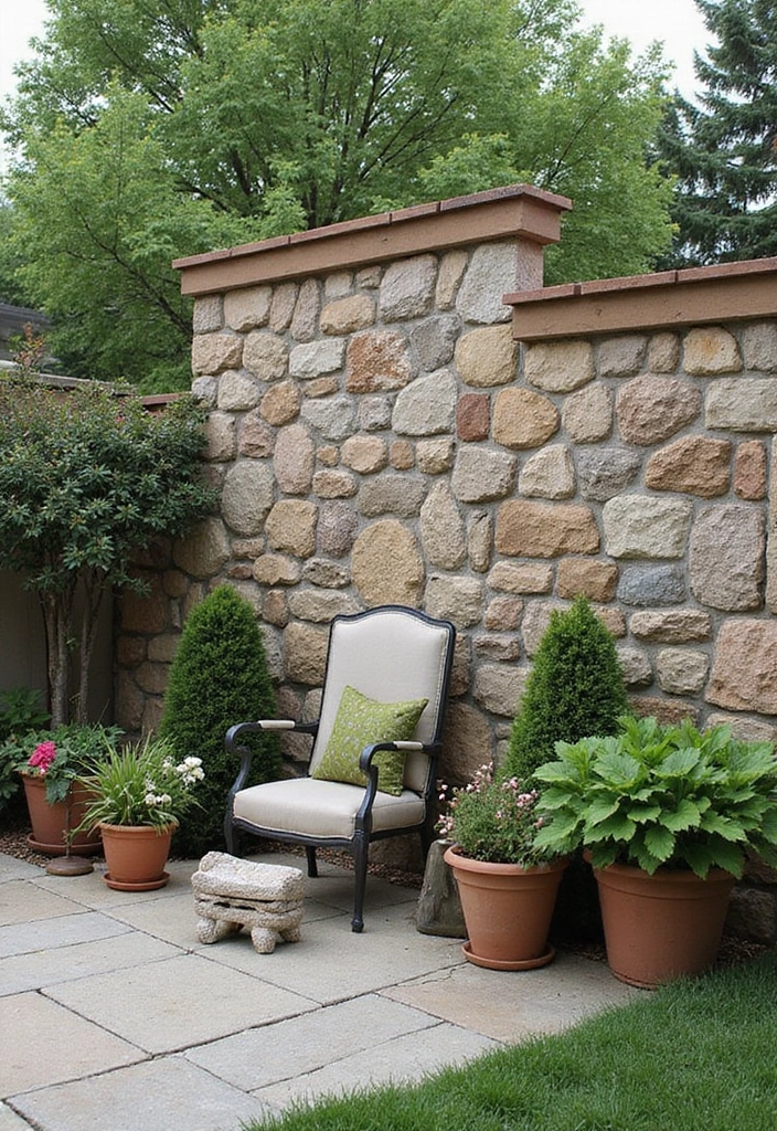 25+ Privacy Wall Ideas That Are Stylish and Functional - 7. Stone or Brick Walls