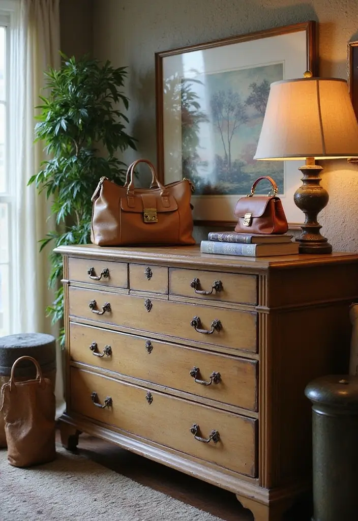 25+ Purse Storage Ideas to Keep Your Bags Neat and Accessible - 10. Repurposed Furniture