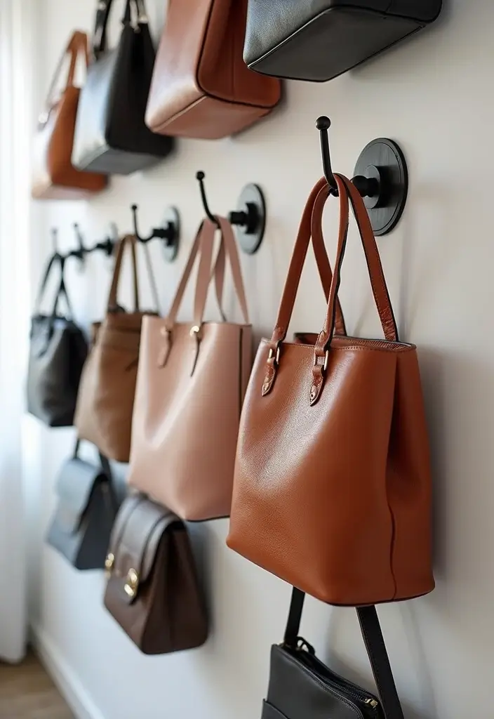 25+ Purse Storage Ideas to Keep Your Bags Neat and Accessible - 17. Bag-Specific Hooks