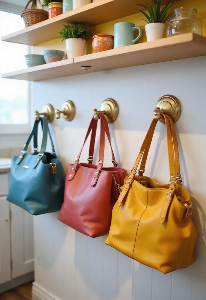 25+ Purse Storage Ideas to Keep Your Bags Neat and Accessible - 22. Magnetic Bag Hooks