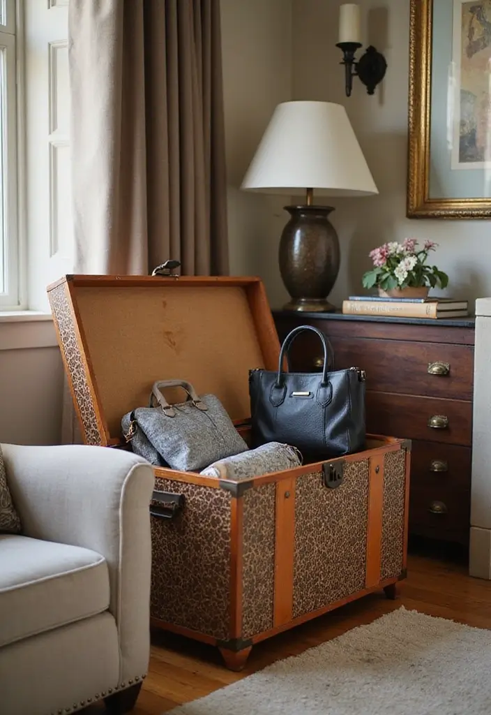 25+ Purse Storage Ideas to Keep Your Bags Neat and Accessible - 25. Bag Storage Chest