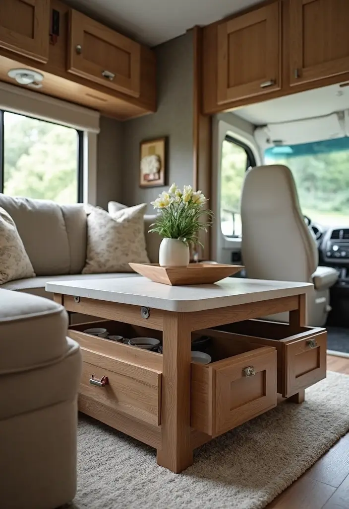 25+ RV Storage Ideas to Keep Your Tiny Home on Wheels Organized - 10. Use Empty Space in Furniture
