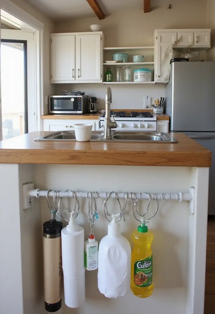 25+ RV Storage Ideas to Keep Your Tiny Home on Wheels Organized - 17. Install a Tension Rod