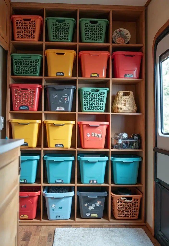 25+ RV Storage Ideas to Keep Your Tiny Home on Wheels Organized - 19. Use Color Coding for Easy Organization