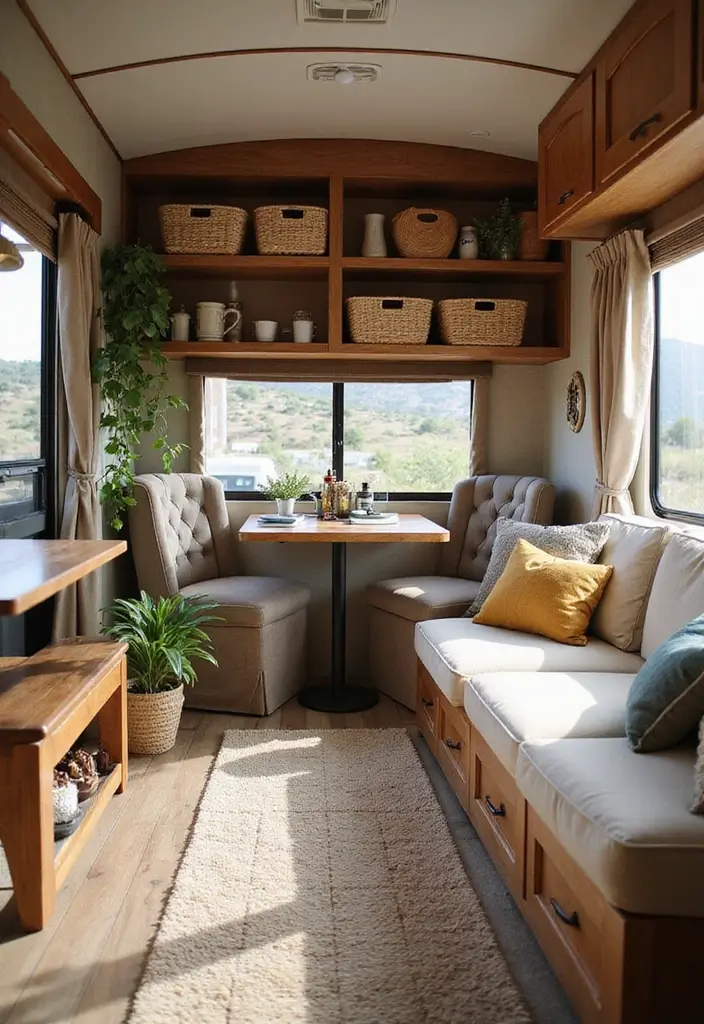 25+ RV Storage Ideas to Keep Your Tiny Home on Wheels Organized - 9. Incorporate Baskets and Bins