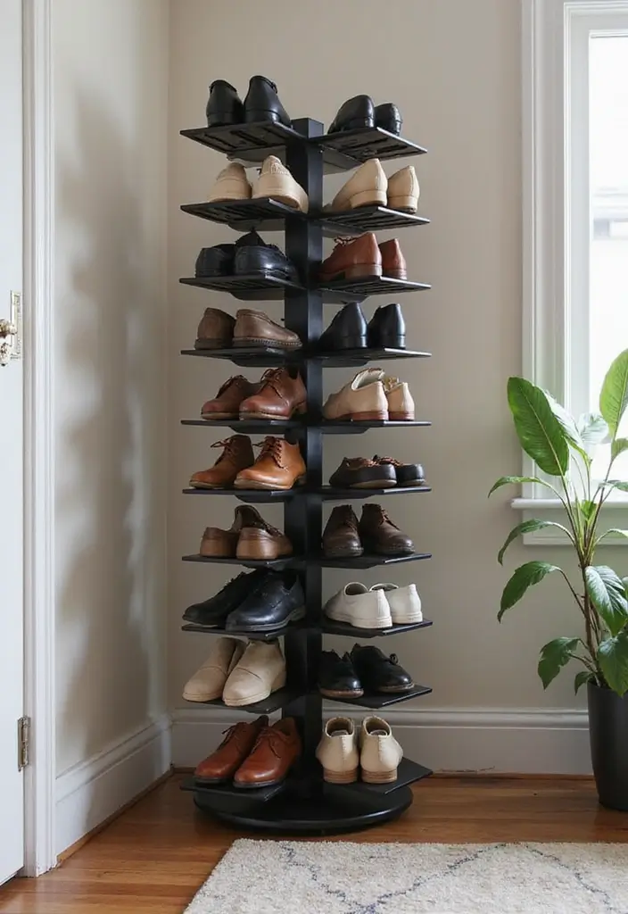 25+ Shoe Storage Ideas to Organize Your Collection in Style - 11. Rotating Shoe Racks