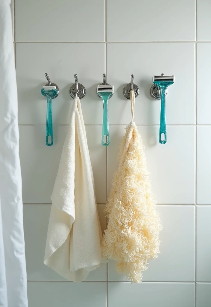 25 Shower Storage Ideas for a Clean and Organized Bathroom 10. Shower Organizer with Hooks