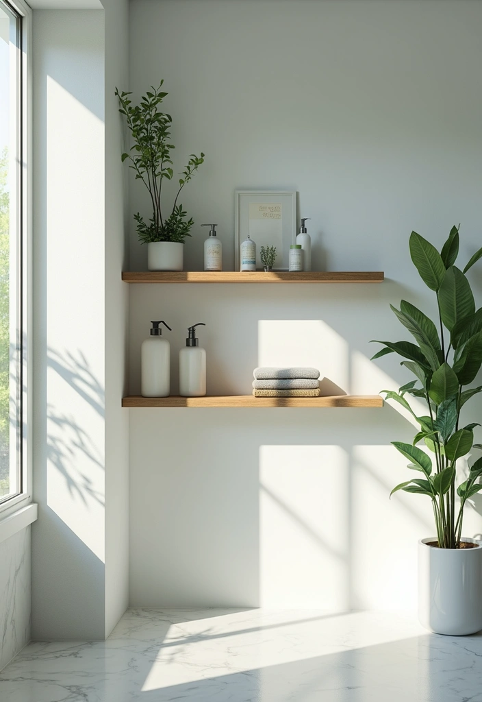 25 Shower Storage Ideas for a Clean and Organized Bathroom 11. Floating Shelves Above the Shower