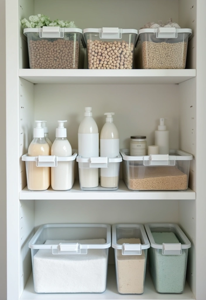 25 Shower Storage Ideas for a Clean and Organized Bathroom 15. Clear Storage Bins