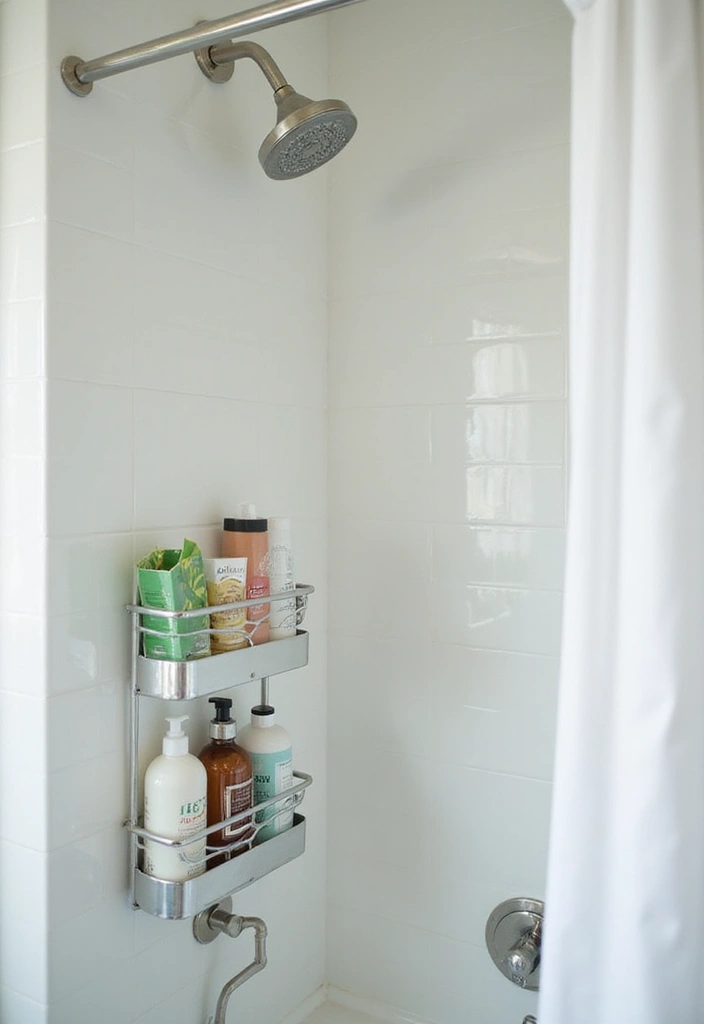 25 Shower Storage Ideas for a Clean and Organized Bathroom 7. Shower Rod with Caddy