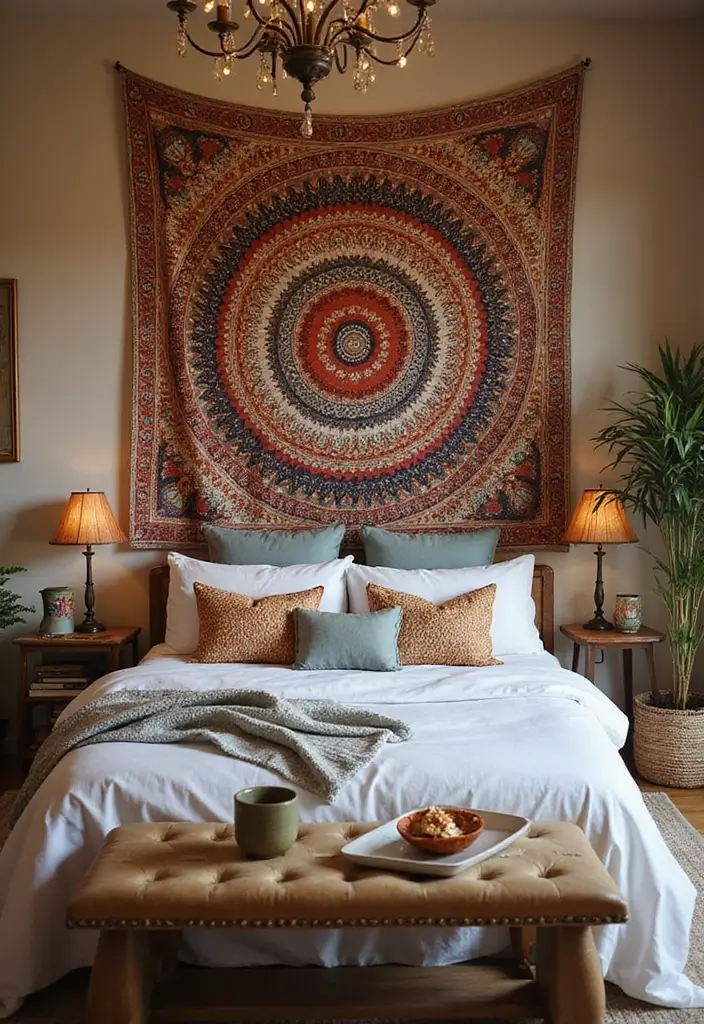 25+ Simple Accent Wall Ideas That Make a Big Impact 115 25+ Simple Accent Wall Ideas That Make a Big Impact - 19. Tapestry Accent Wall