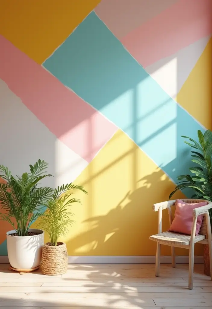 25+ Simple Accent Wall Ideas That Make a Big Impact 22 25+ Simple Accent Wall Ideas That Make a Big Impact - 4. Geometric Patterns with Tape