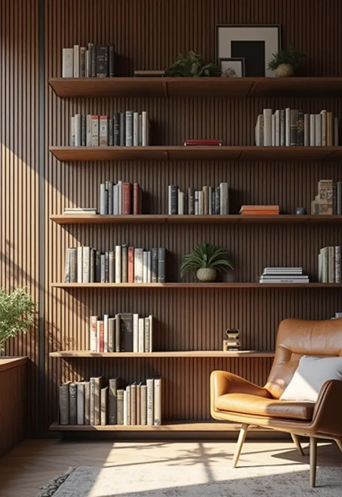 25+ Slat Wall Ideas for Modern and Functional Spaces 111 25+ Slat Wall Ideas for Modern and Functional Spaces - 17. Slat Wall for Home Library