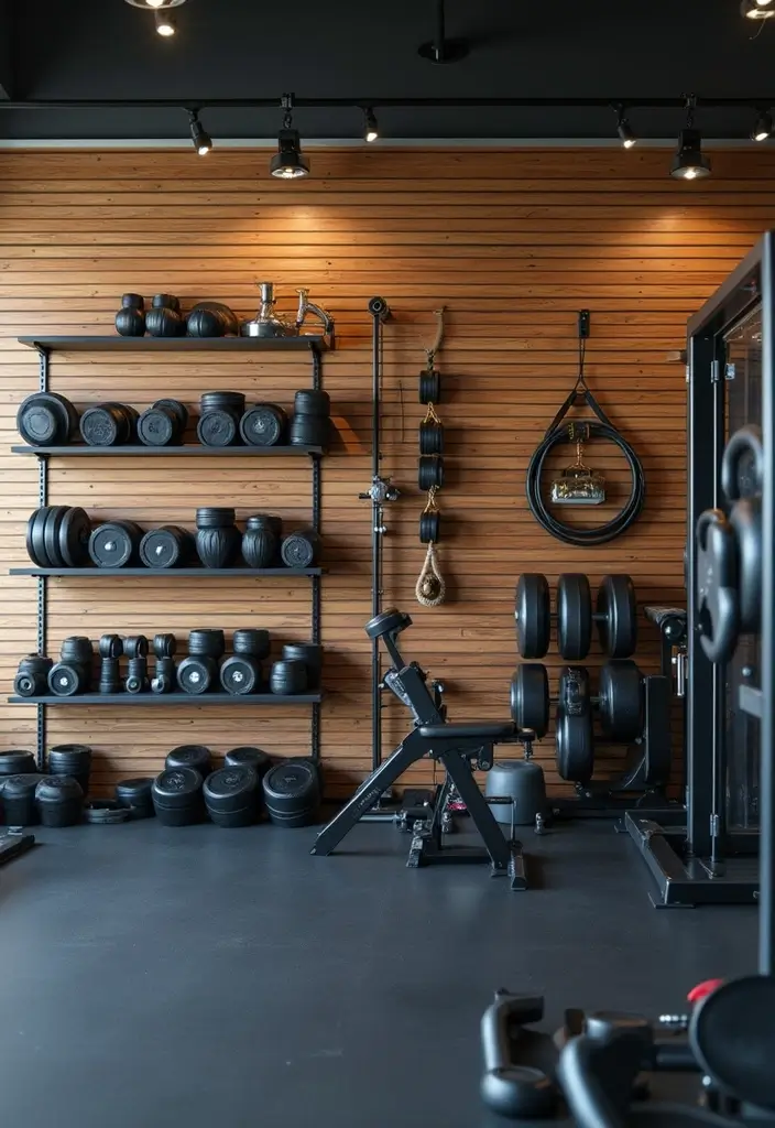 25+ Slat Wall Ideas for Modern and Functional Spaces 125 25+ Slat Wall Ideas for Modern and Functional Spaces - 19. Slat Wall for Fitness Areas