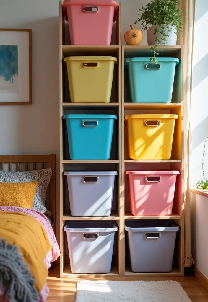 25+ Small Bedroom Storage Ideas to Maximize Every Inch - 17. Use of Color Coding