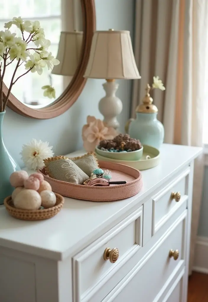 25+ Small Bedroom Storage Ideas to Maximize Every Inch - 23. Use Trays and Dishes