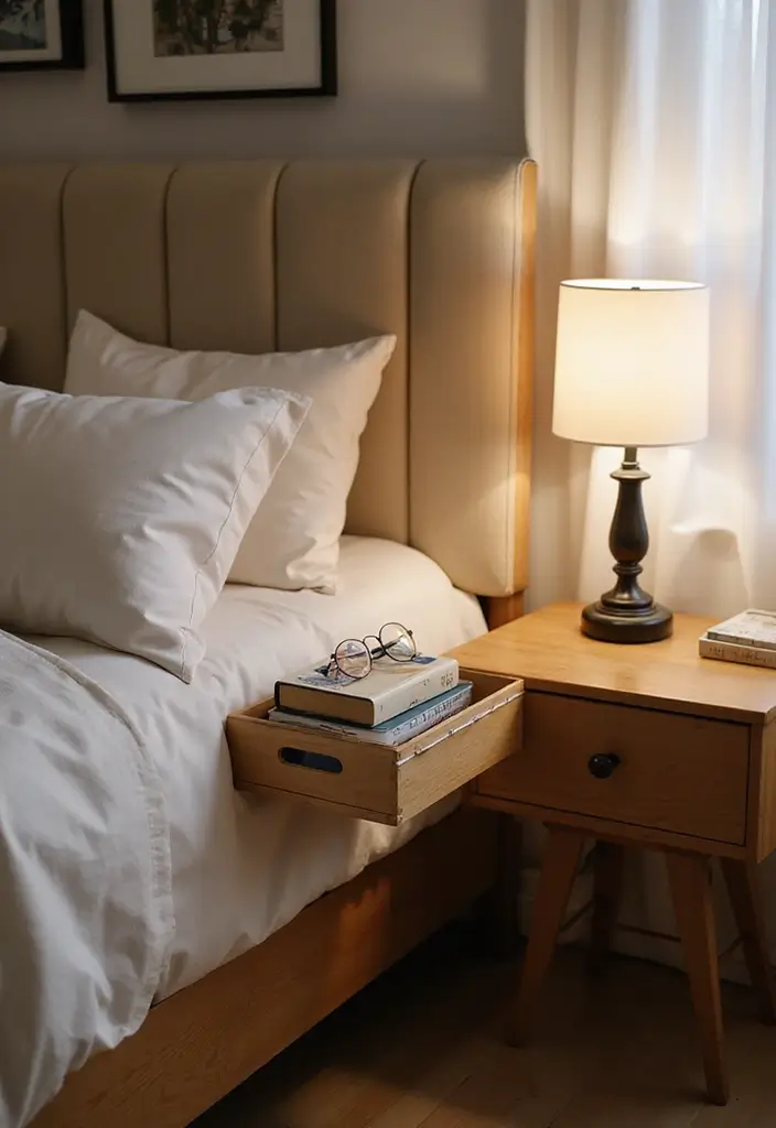 25+ Small Bedroom Storage Ideas to Maximize Every Inch - 5. Bedside Caddies