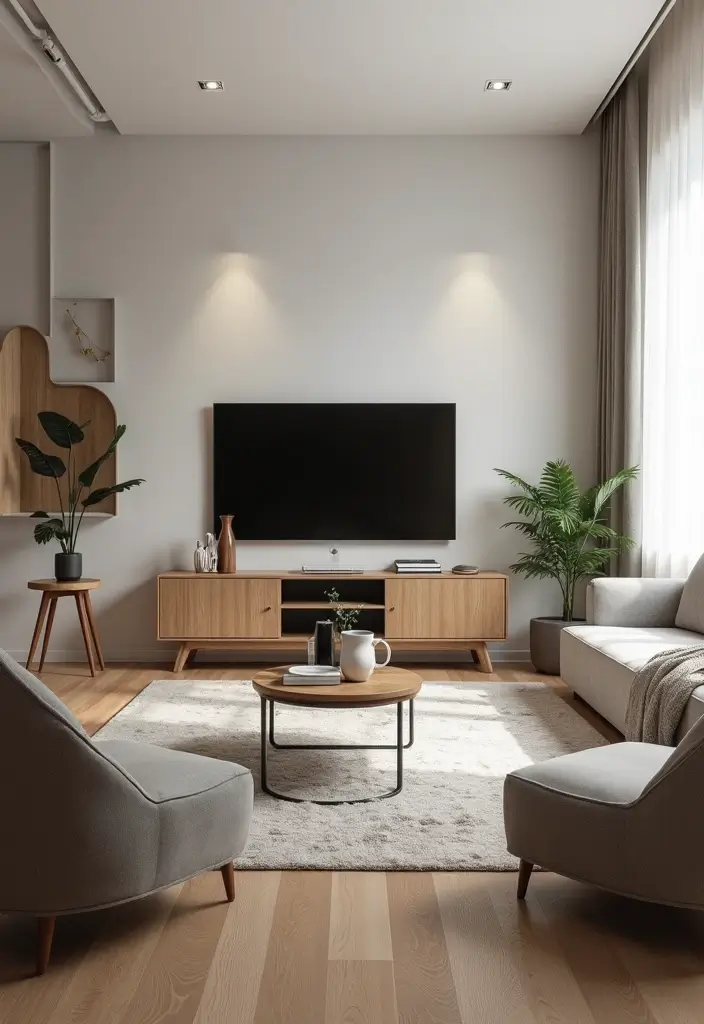 25+ Small Living Room TV Wall Ideas to Maximize Space 63 25+ Small Living Room TV Wall Ideas to Maximize Space - 11. Modular Furniture Arrangements