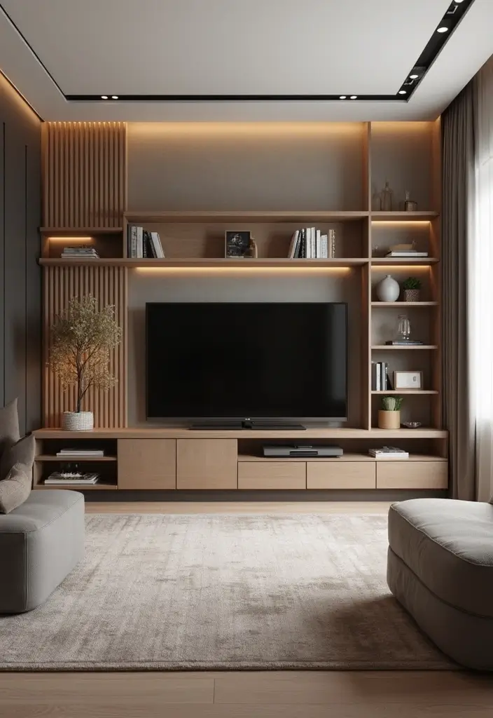 25+ Small Living Room TV Wall Ideas to Maximize Space 99 25+ Small Living Room TV Wall Ideas to Maximize Space - 17. Stylish TV Cabinet