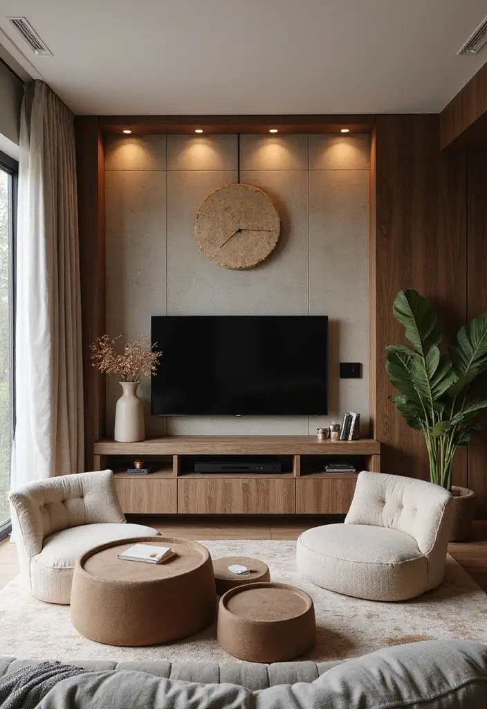 25+ Small Living Room TV Wall Ideas to Maximize Space 113 25+ Small Living Room TV Wall Ideas to Maximize Space - 19. Layered Textures