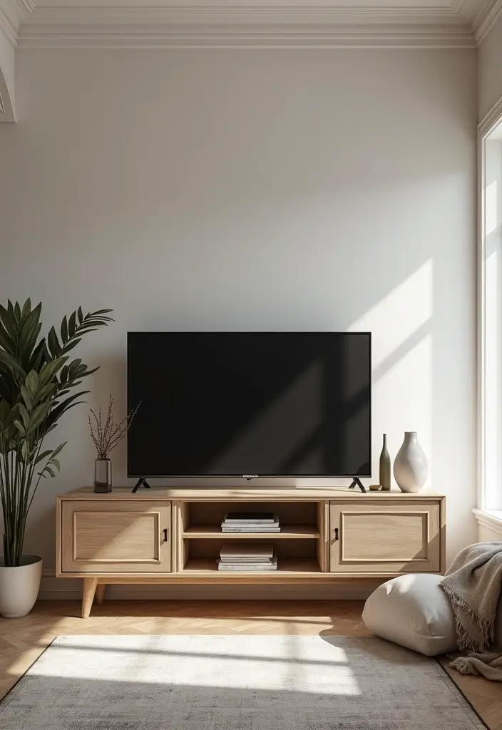 25+ Small Living Room TV Wall Ideas to Maximize Space 118 25+ Small Living Room TV Wall Ideas to Maximize Space - 20. Chic TV Stand Design