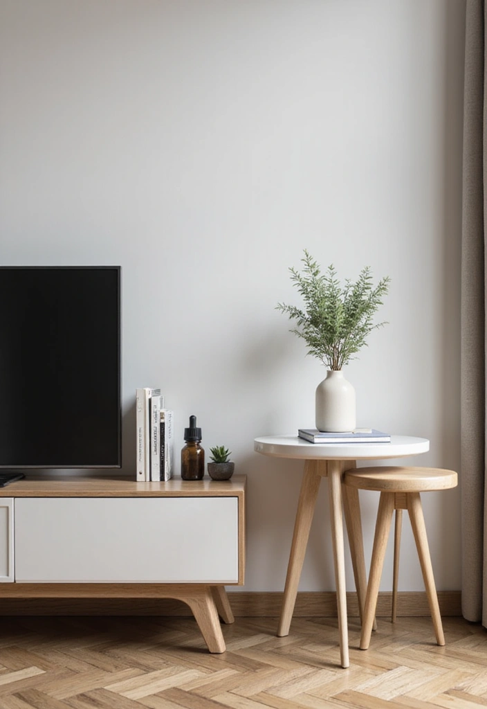 25+ Small Living Room TV Wall Ideas to Maximize Space 139 25+ Small Living Room TV Wall Ideas to Maximize Space - 23. Stylish Side Tables