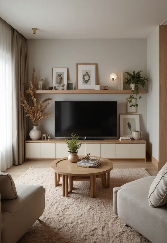 25+ Small Living Room TV Wall Ideas to Maximize Space 151 25+ Small Living Room TV Wall Ideas to Maximize Space - 25. Personal Touches with Decor