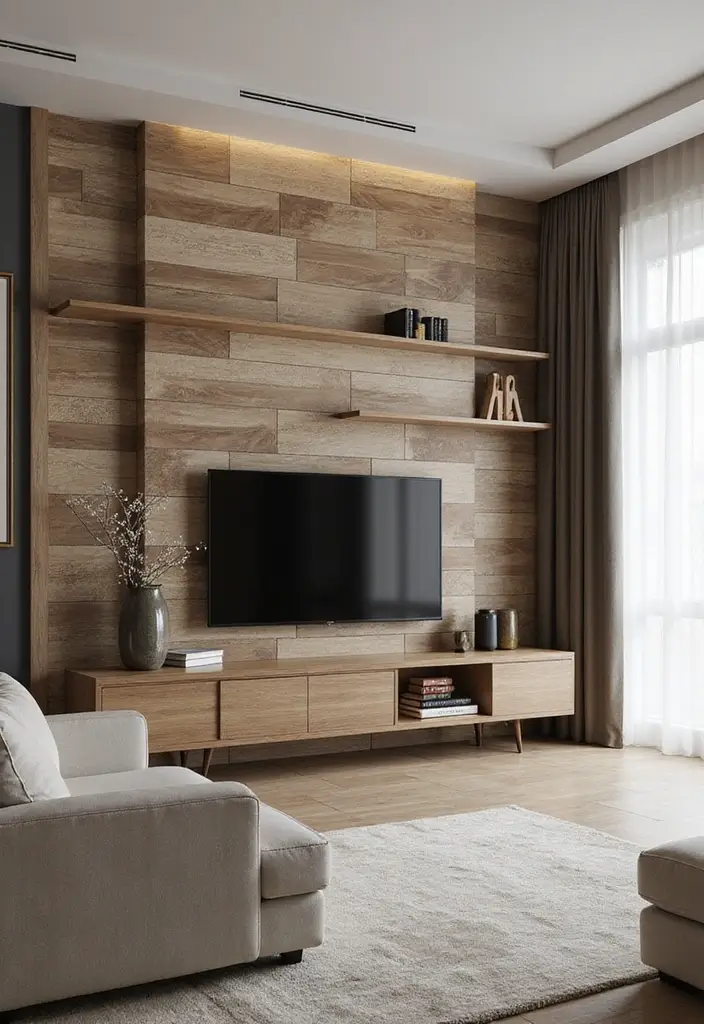 25+ Small Living Room TV Wall Ideas to Maximize Space 29 25+ Small Living Room TV Wall Ideas to Maximize Space - 5. Textured Accent Wall