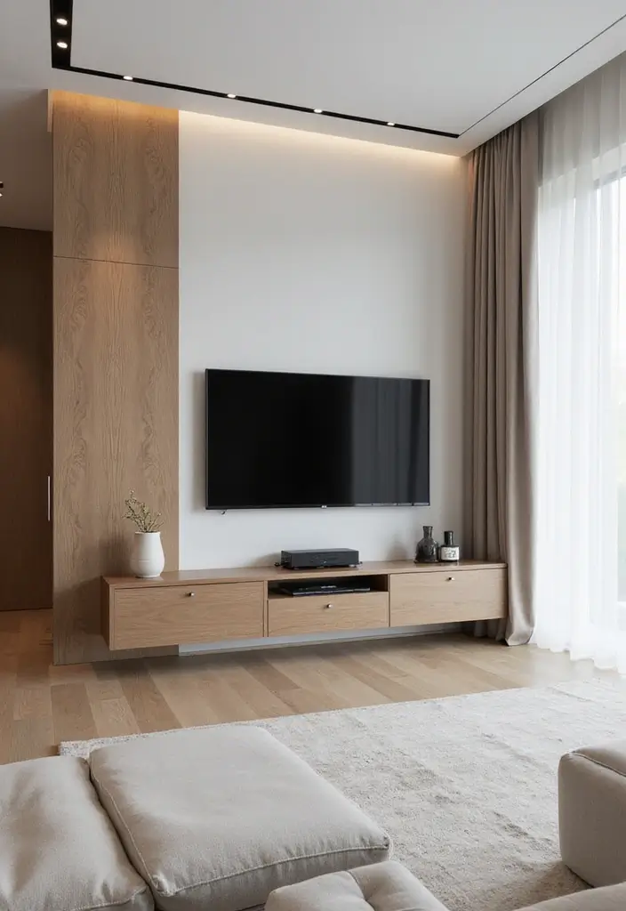 25+ Small Living Room TV Wall Ideas to Maximize Space 39 25+ Small Living Room TV Wall Ideas to Maximize Space - 7. Minimalist Wall Panels