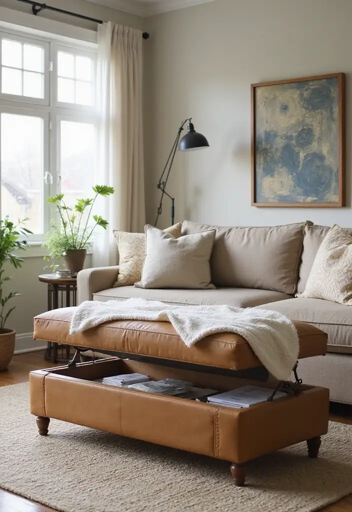 25+ Smart Storage Ideas to Organize Every Corner of Your Home - 14. Hidden Storage Ottomans