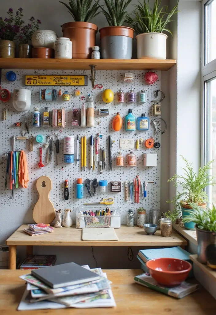 25+ Smart Storage Ideas to Organize Every Corner of Your Home - 7. Pegboards for Crafting Supplies