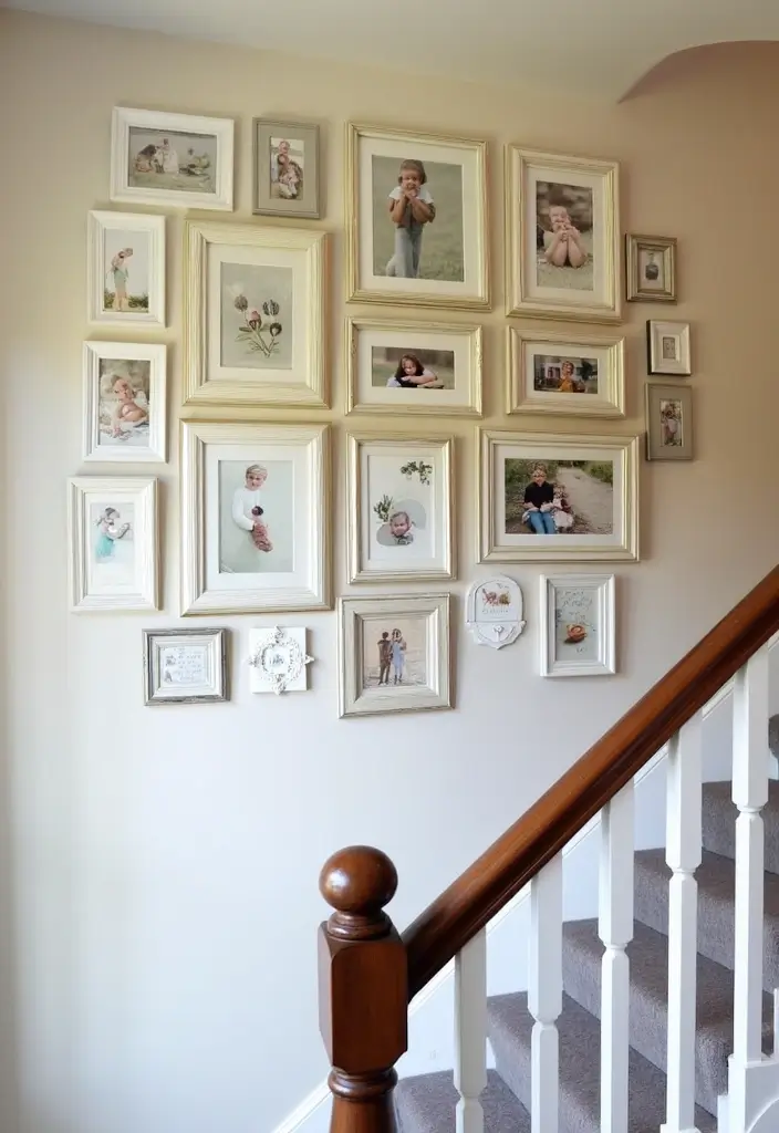 25+ Staircase Picture Wall Ideas That Tell Your Family Story - 11. Family Milestone Highlights