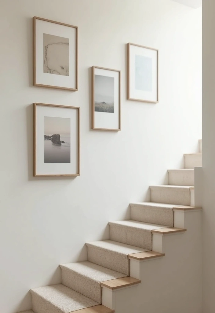 25+ Staircase Picture Wall Ideas That Tell Your Family Story - 13. Minimalist Approach