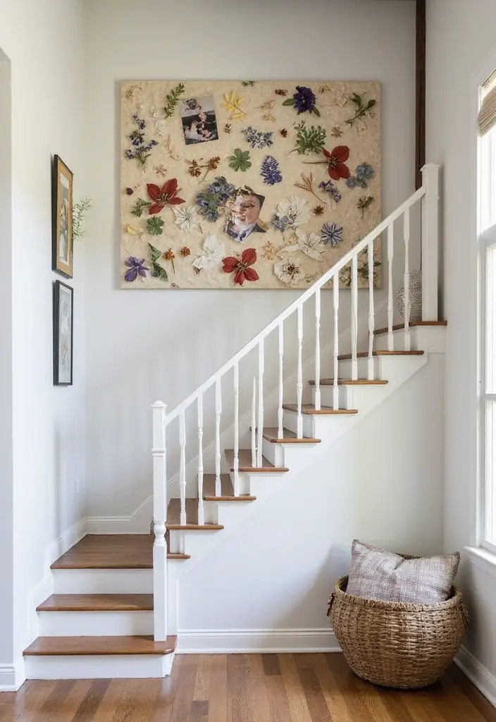 25+ Staircase Picture Wall Ideas That Tell Your Family Story - 15. Mixed Media Display