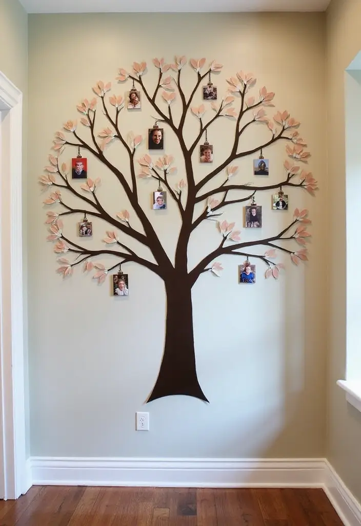 25+ Staircase Picture Wall Ideas That Tell Your Family Story - 18. Family Tree Wall