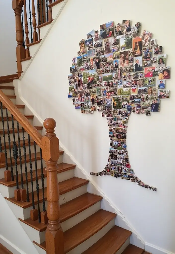 25+ Staircase Picture Wall Ideas That Tell Your Family Story - 22. Photo Mosaic Art