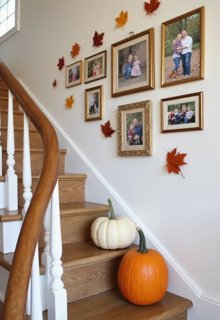 25+ Staircase Picture Wall Ideas That Tell Your Family Story - 6. Seasonal Display Changes