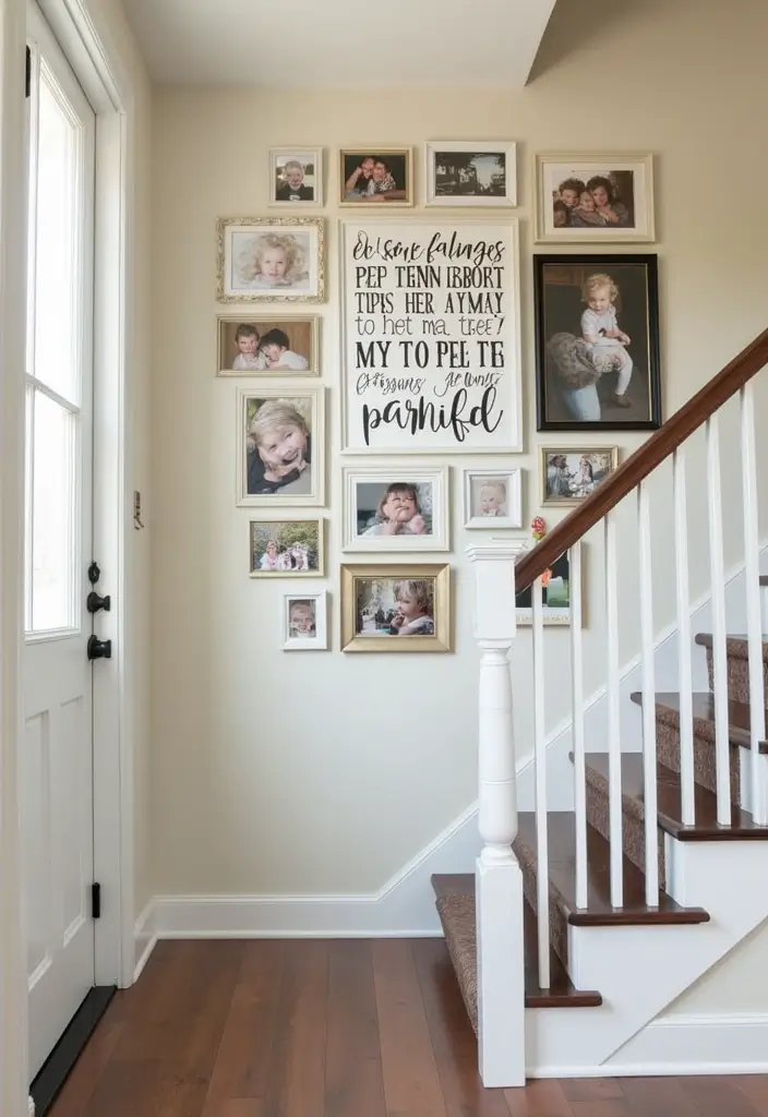 25+ Staircase Picture Wall Ideas That Tell Your Family Story - 8. Family Quote Infusion
