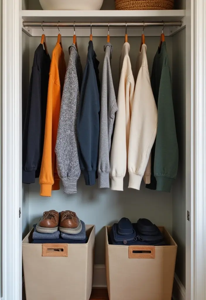 25+ Sweatshirt Storage Ideas for a Neat and Cozy Closet - 12. Featuring Seasonal Rotation