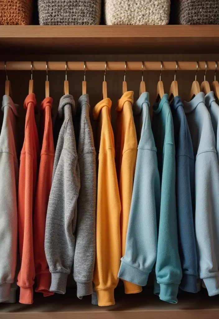 25+ Sweatshirt Storage Ideas for a Neat and Cozy Closet - 14. Hanging Fabric Storage